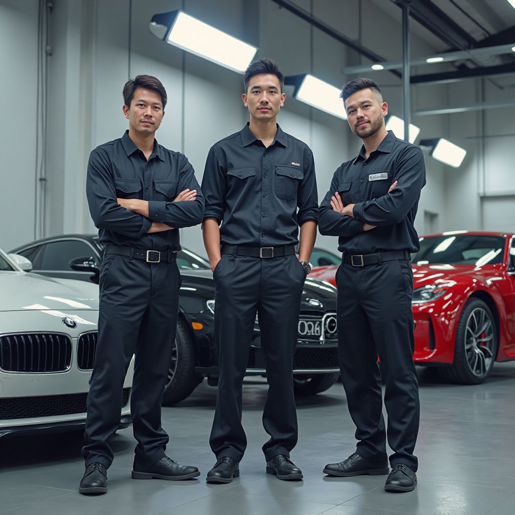 Echipa Curățare Auto Premium în fața sediului